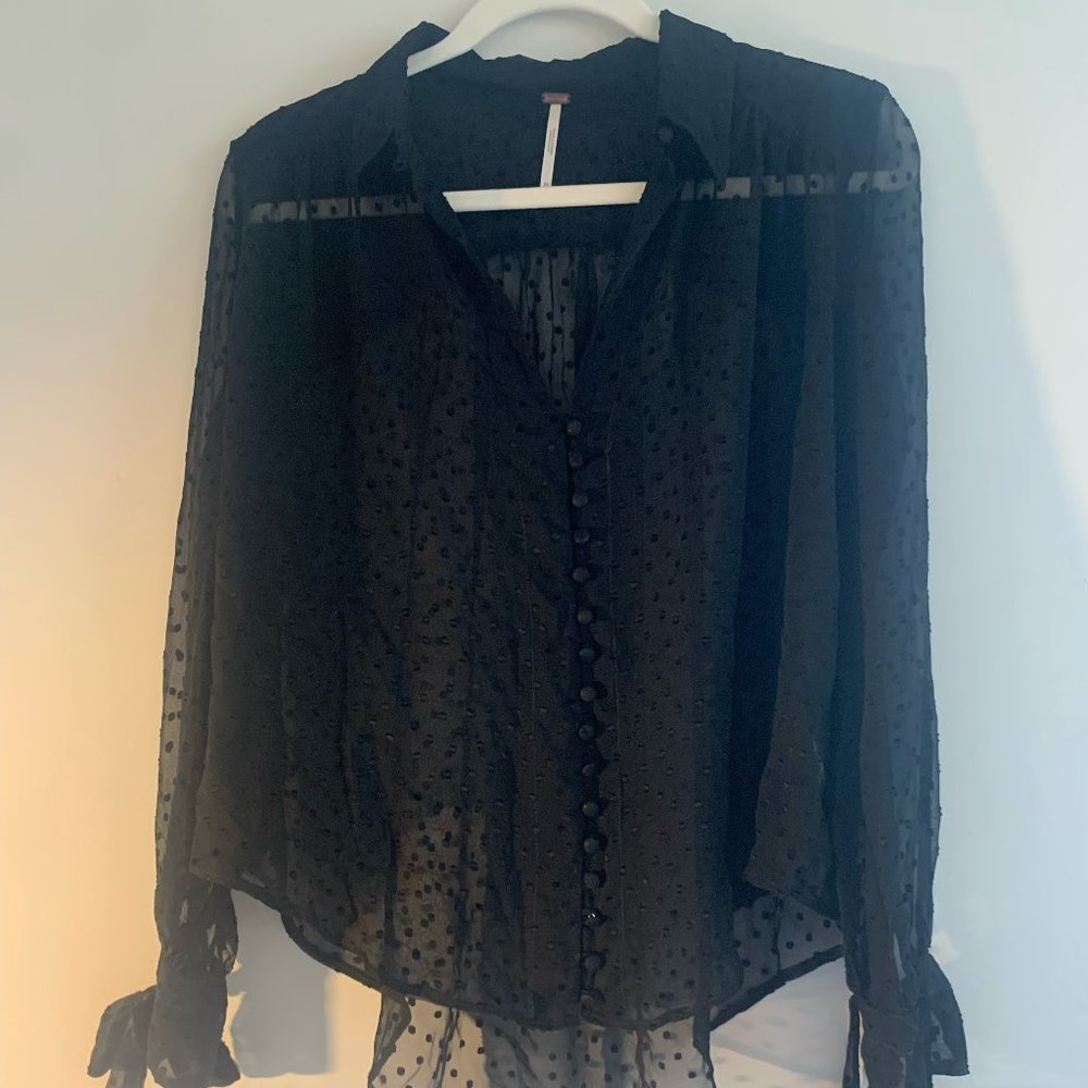 Sheer black button down blouse